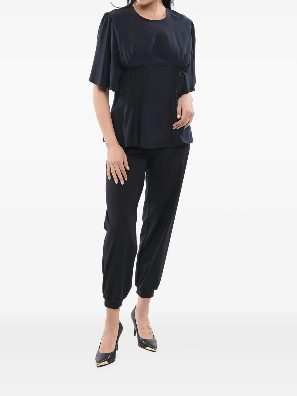 Chloé frill-detail gathered top Blauw