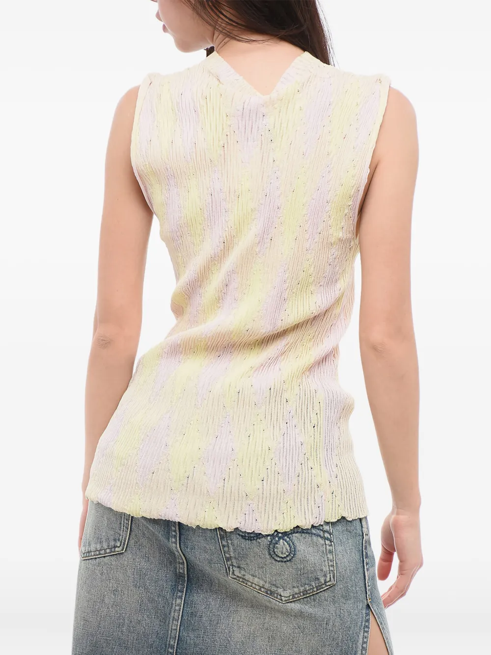 Burberry Geribbelde top met argyle patroon Geel