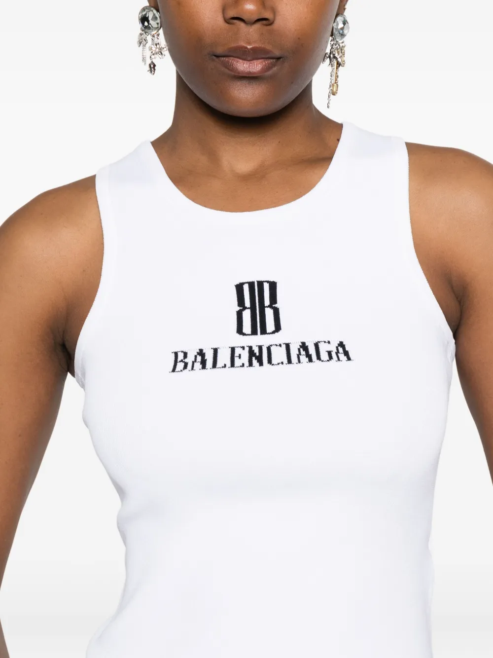 Balenciaga Mouwloze tanktop met logo intarsia Wit