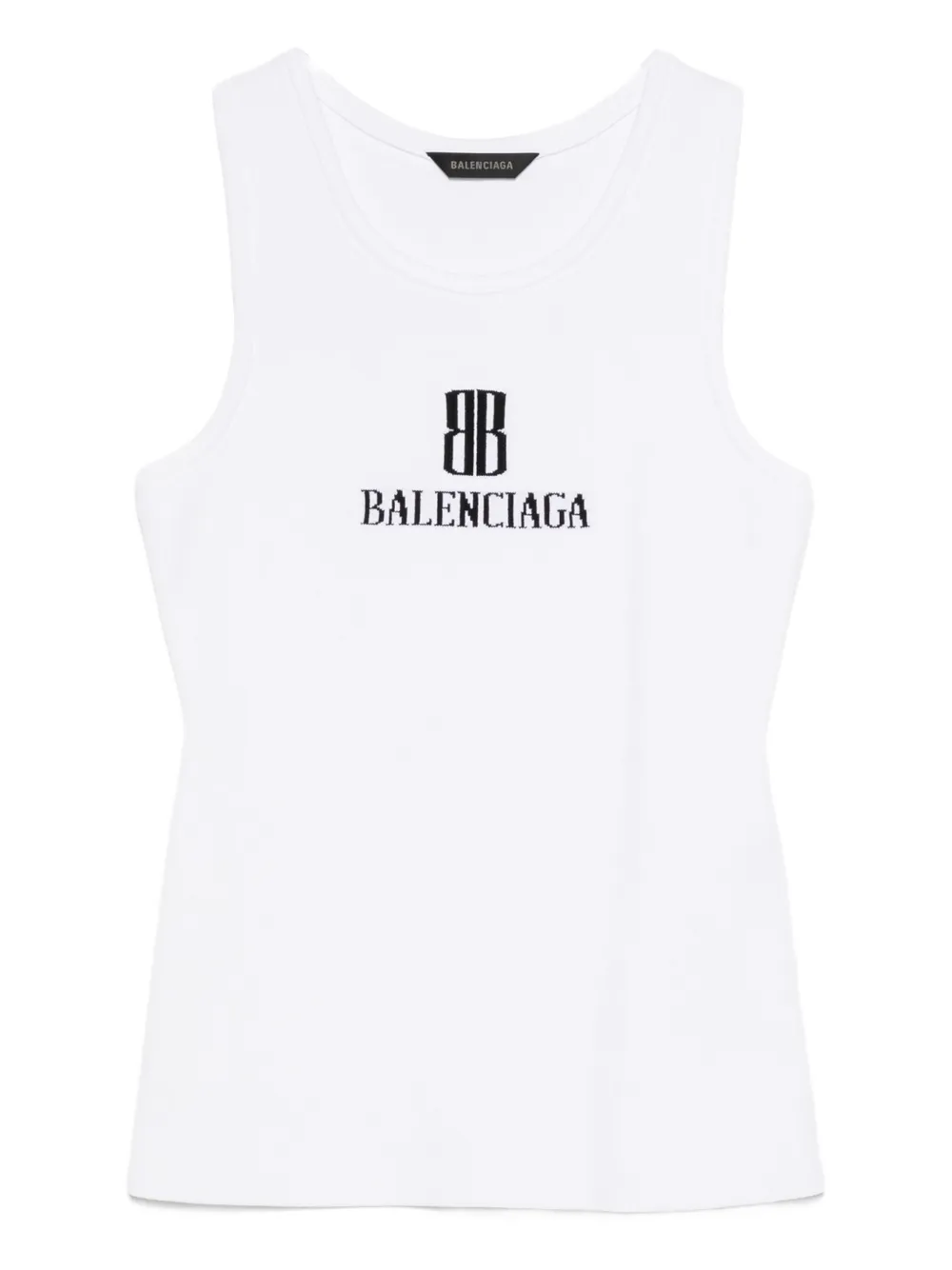 Balenciaga Mouwloze tanktop met logo intarsia Wit