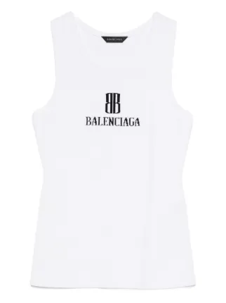 Balenciaga logo-intarsia Sleeveless Tank Top | White | FARFETCH OM