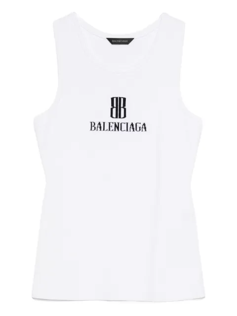 Balenciaga logo-intarsia sleeveless tank top