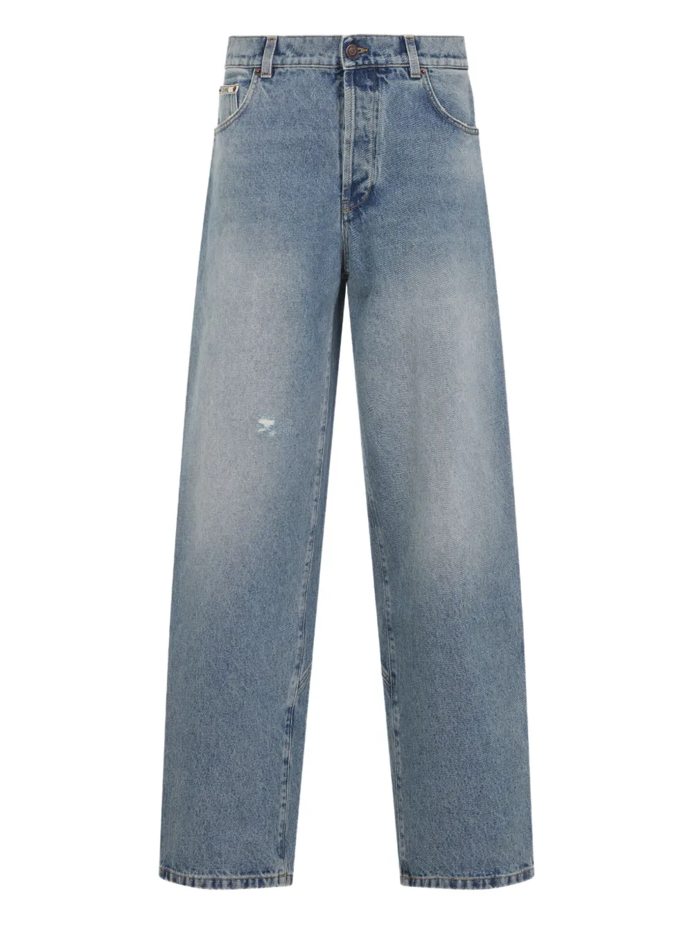 Moschino distressed straight-leg jeans Blauw