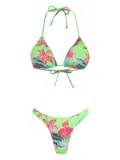 Amir Slama floral-print triangle bikini - Green