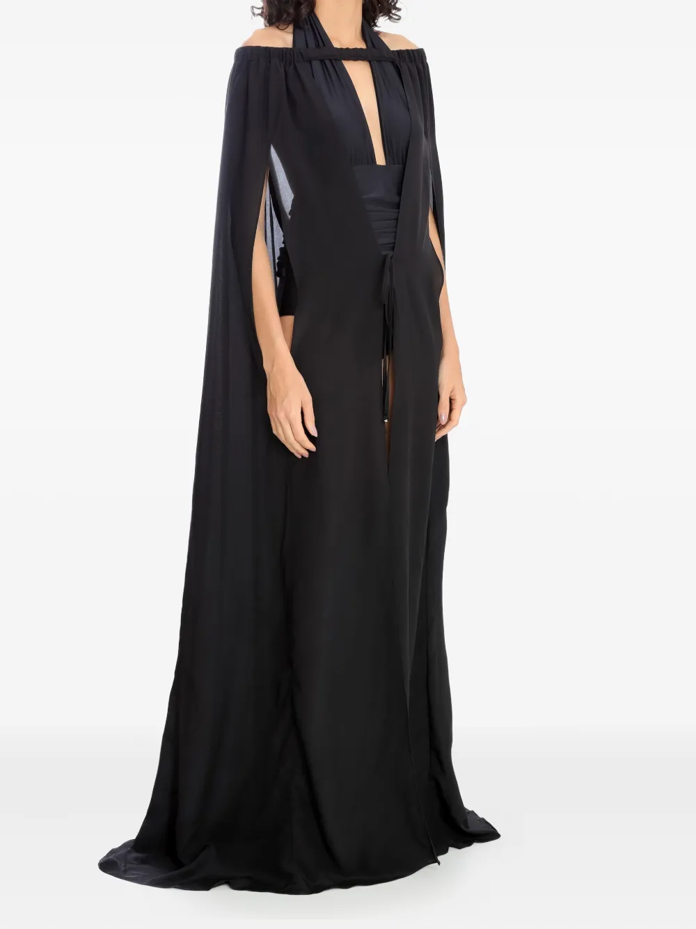 Amir Slama cape maxi dress Zwart