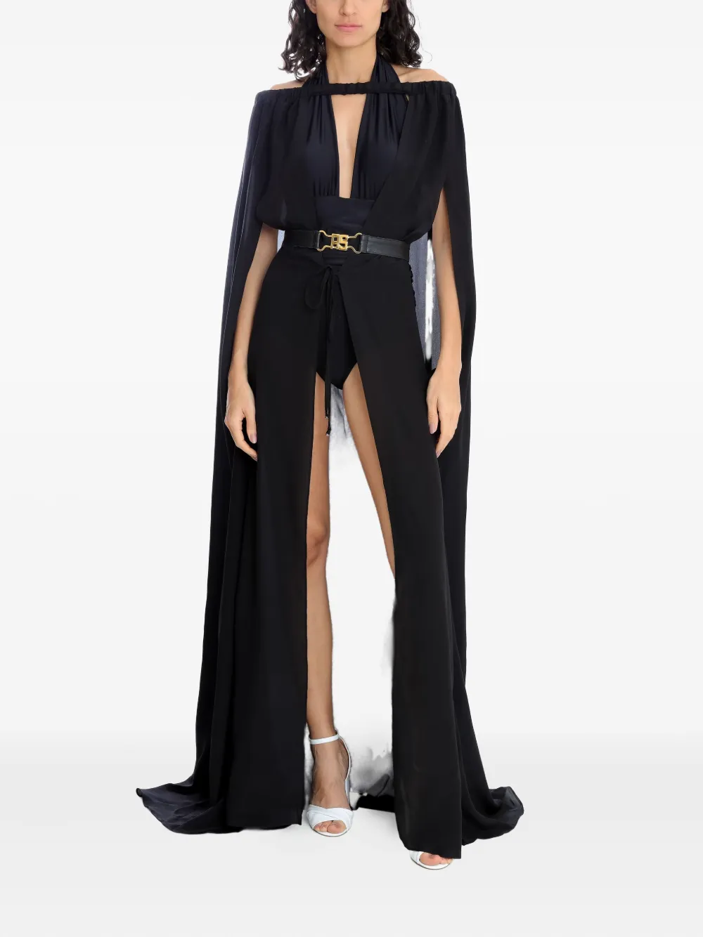 Amir Slama cape maxi dress Zwart