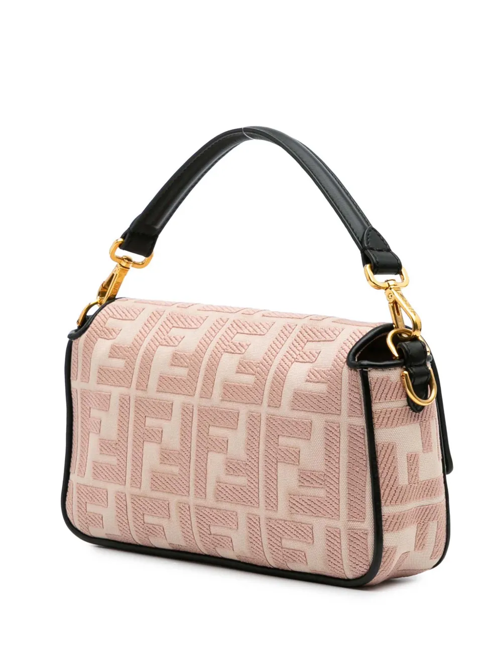 Pre-owned Fendi 2010-2024 Zucca Embroidered Canvas Baguette Satchel In Pink