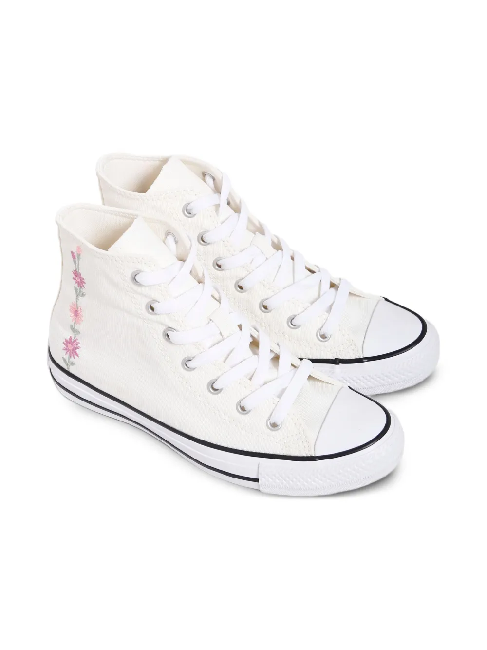Converse Kids Chuck Taylor All Stars floral-embroidered high-top sneakers Wit