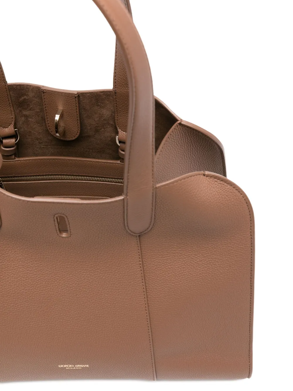 Giorgio Armani Leren shopper Bruin