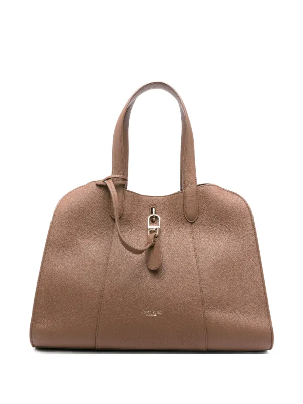 Giorgio Armani Grained Leather Tote Bag in Brown