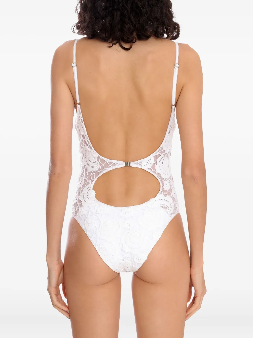 Amir Slama Cut-out Embellished Swimsuit In White