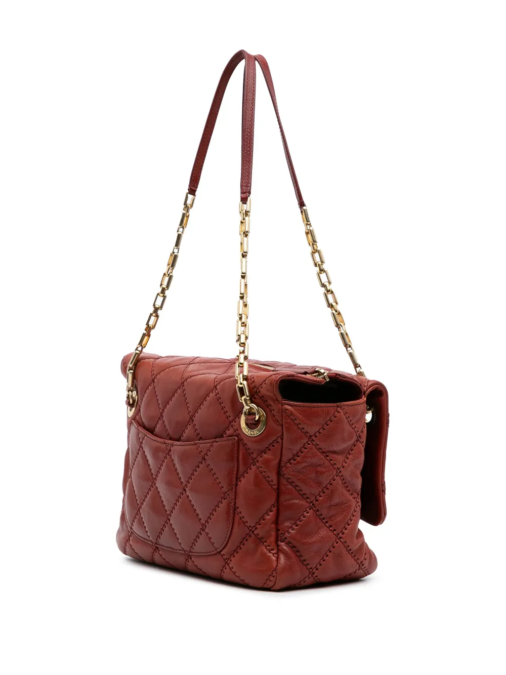 Pre-owned Chanel 2011 Cc Quilted Calfskin Ultimate Stitch Retro Chain Flap Shoulder Bag In Red