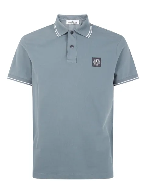 Stone Island logo-patch tipped polo shirt