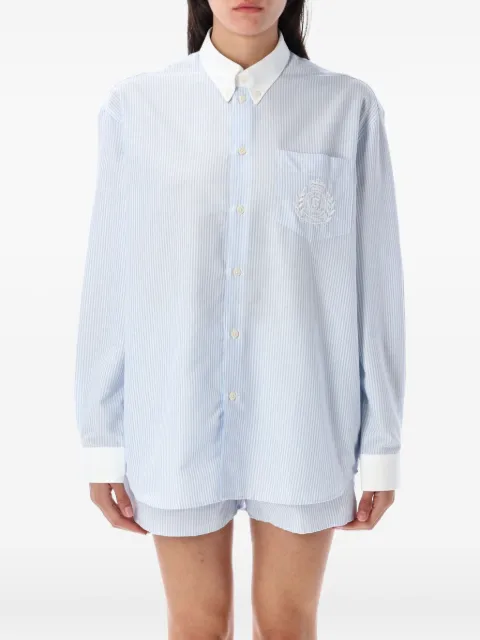 Sporty & Rich stripe-pattern embroidered-logo shirt