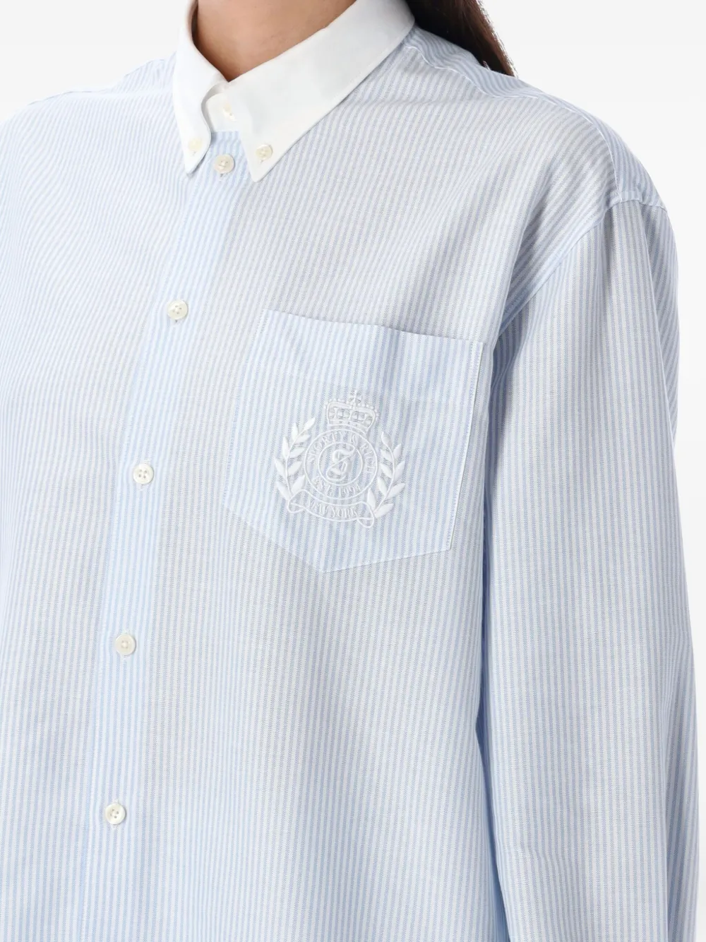 Sporty & Rich Gestreepte blouse met geborduurd logo Blauw