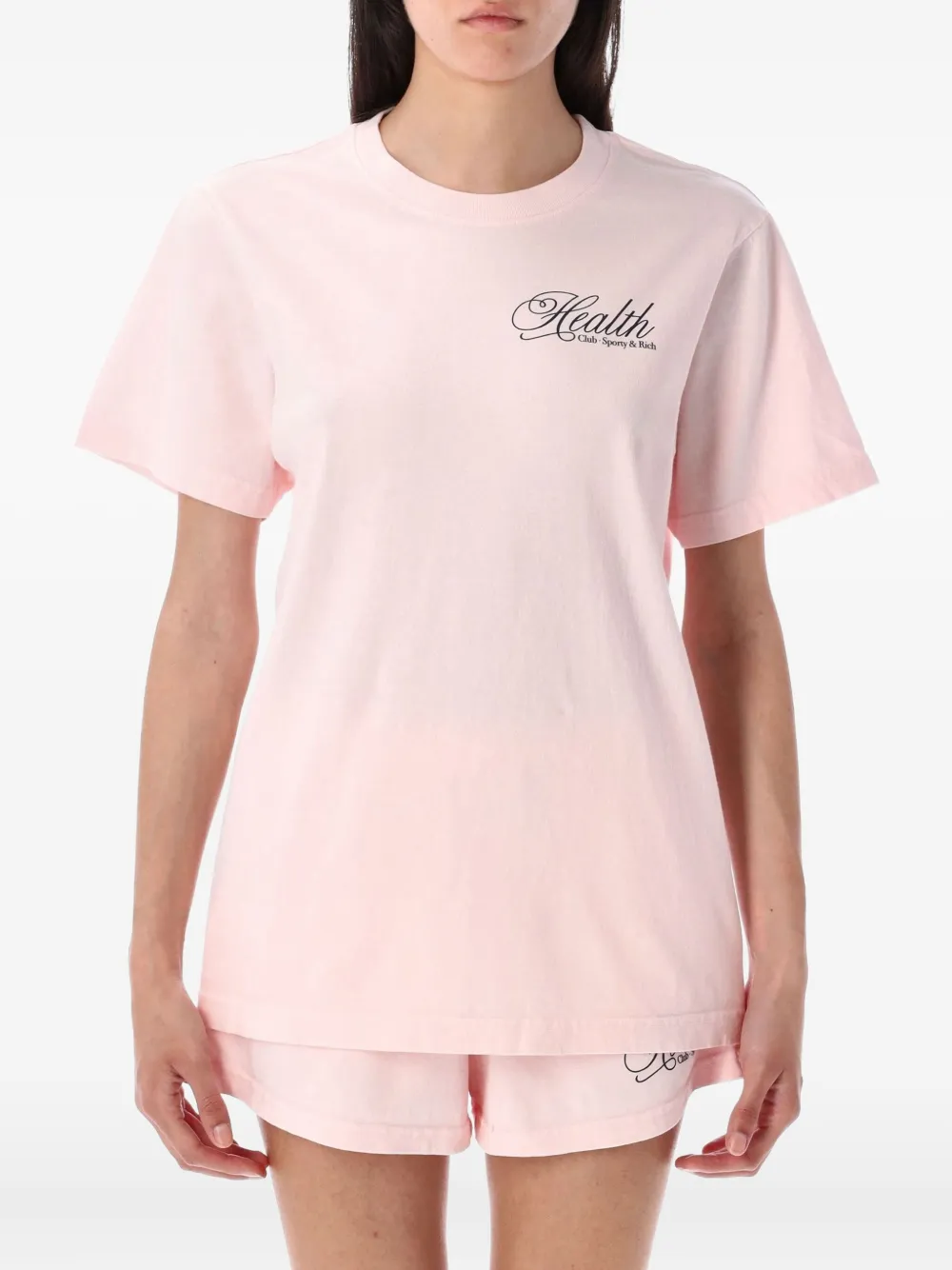 Sporty & Rich logo-print T-shirt Roze