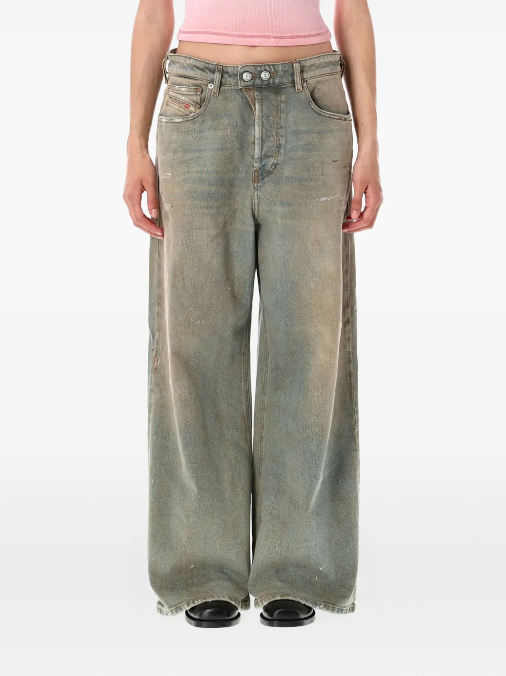 Diesel 1996 D-Sire paint-splatter jeans Blauw