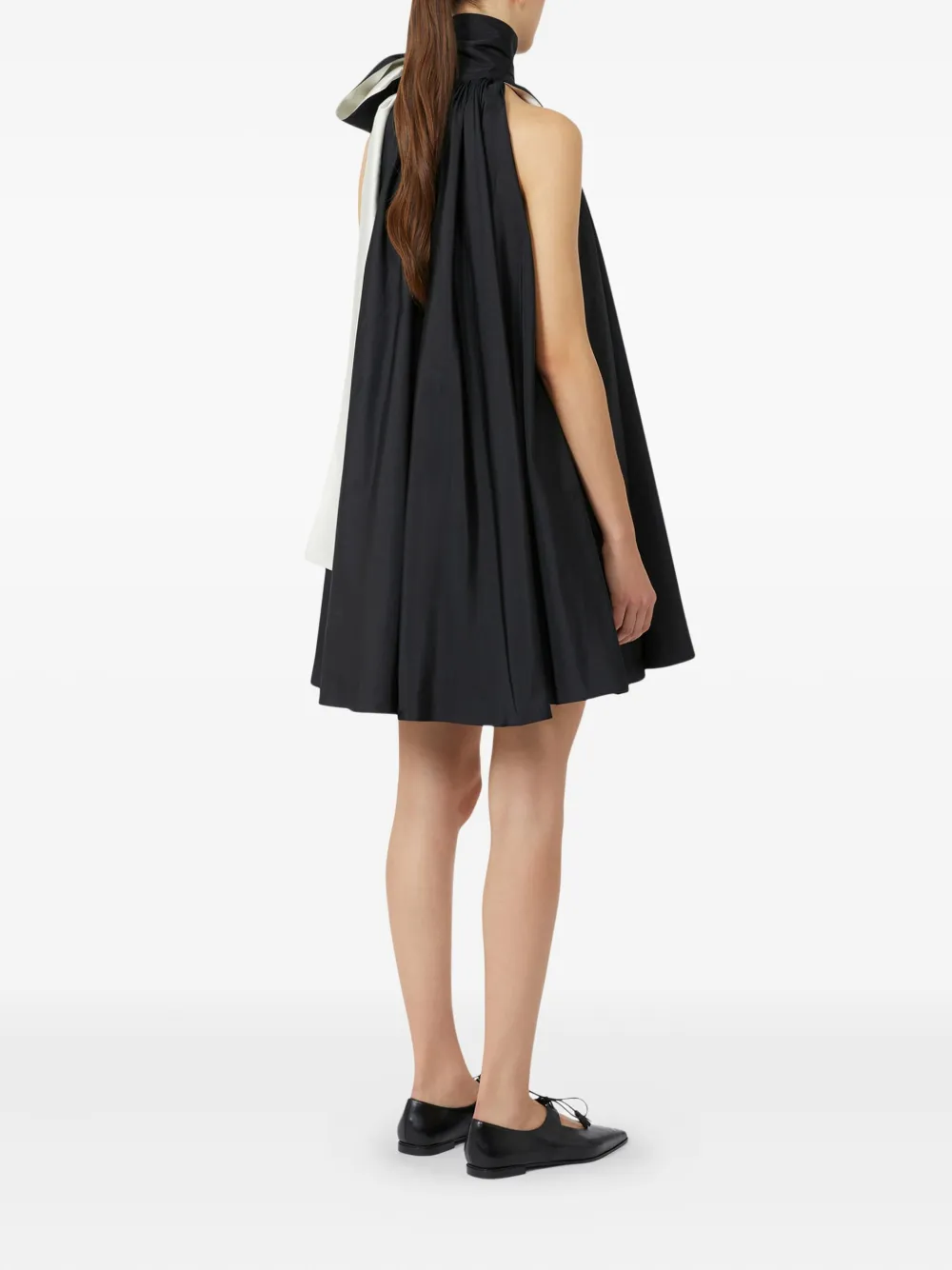 Max Mara bow-neck taffeta dress Zwart