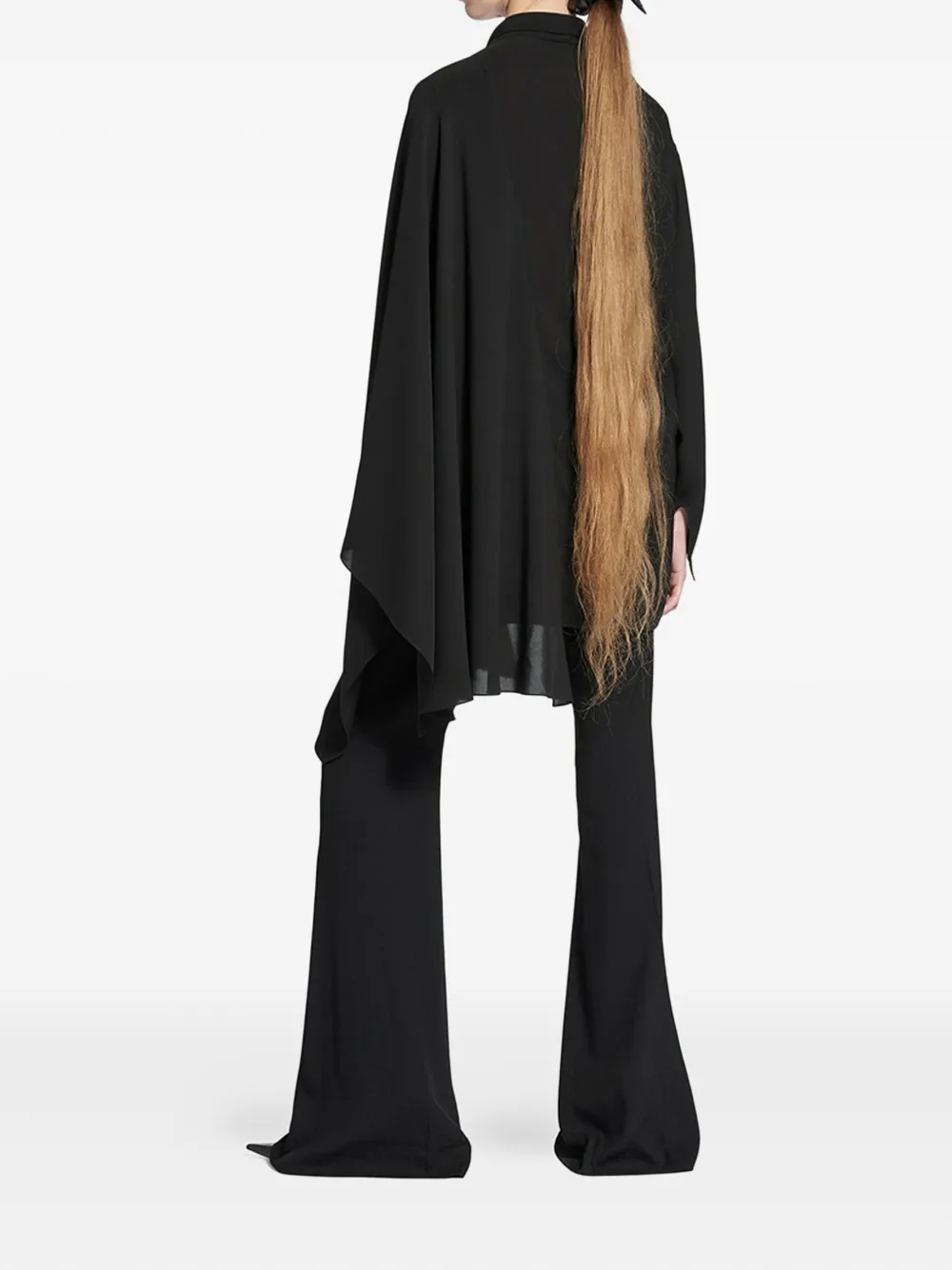 Balenciaga asymmetric neck-tie blouse Zwart