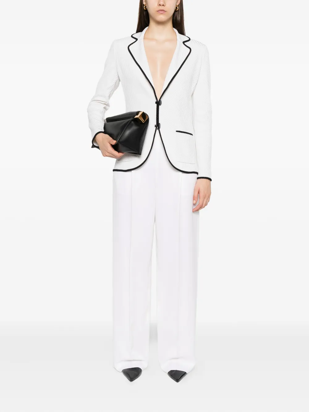 Giorgio Armani Zijden broek met knoopsluiting Wit