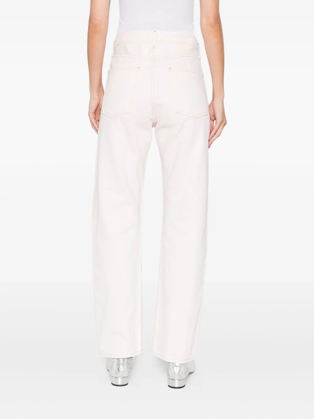 Agolde Straight Jeans In Beige Denim In Pink
