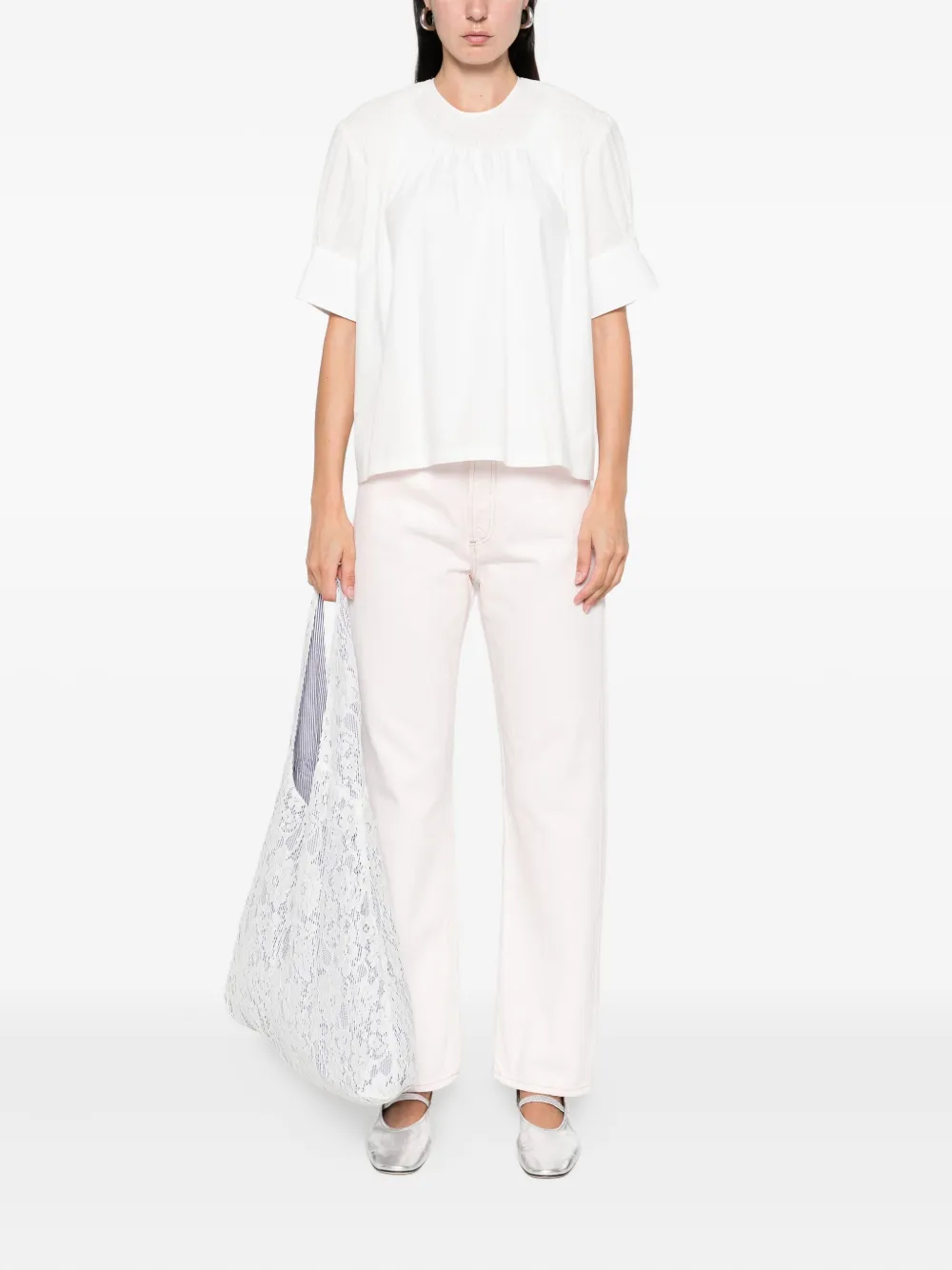 Agolde Straight Jeans In Beige Denim In Pink
