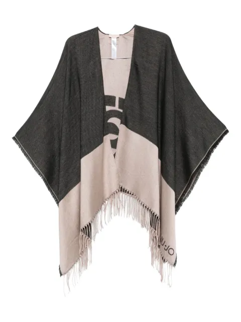 LIU JO logo-detail fringed poncho