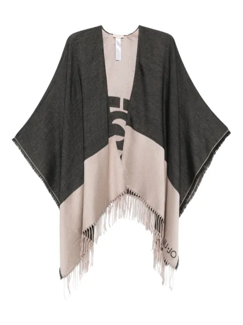 LIU JO logo-detail fringed poncho