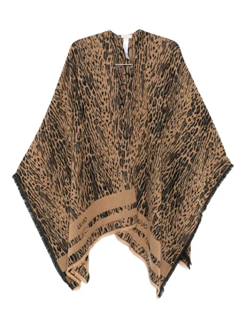 LIU JO leopard-print fringed poncho