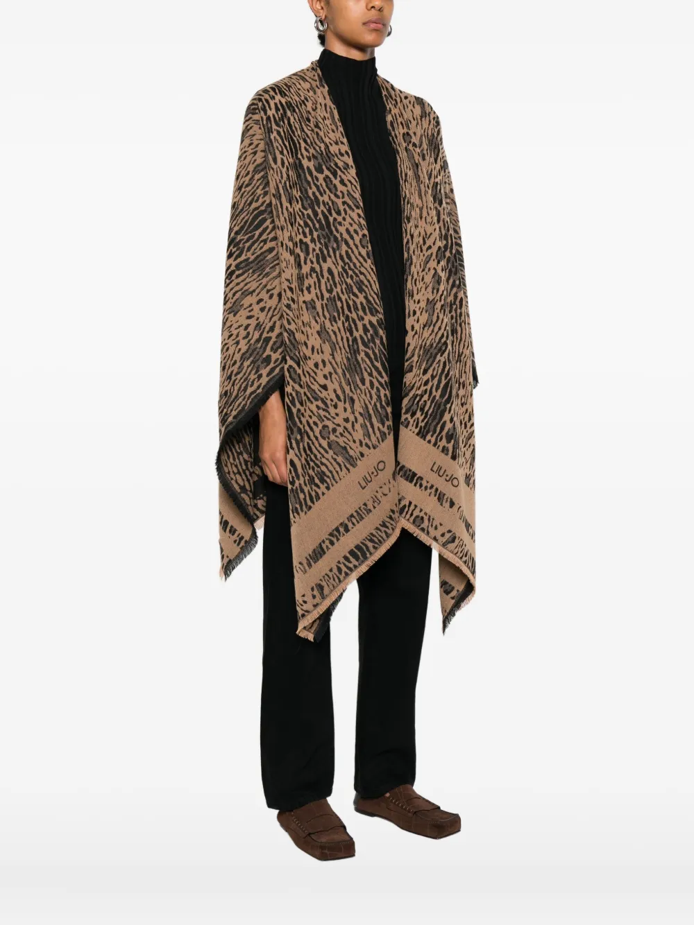 LIU JO Poncho met luipaardprint Beige