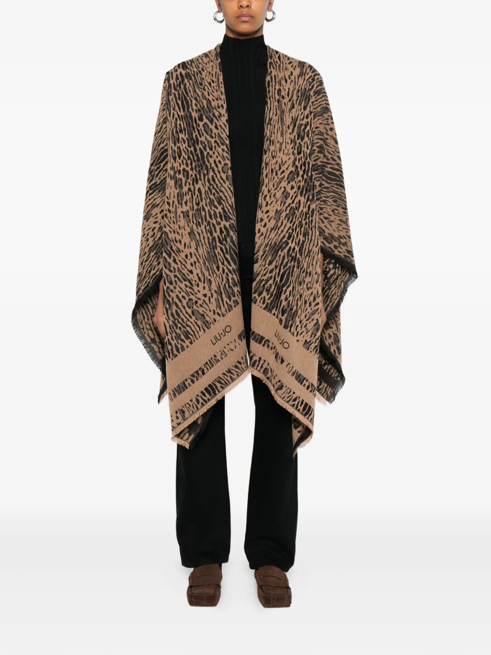 LIU JO leopard-print fringed poncho | Capes | Image 2