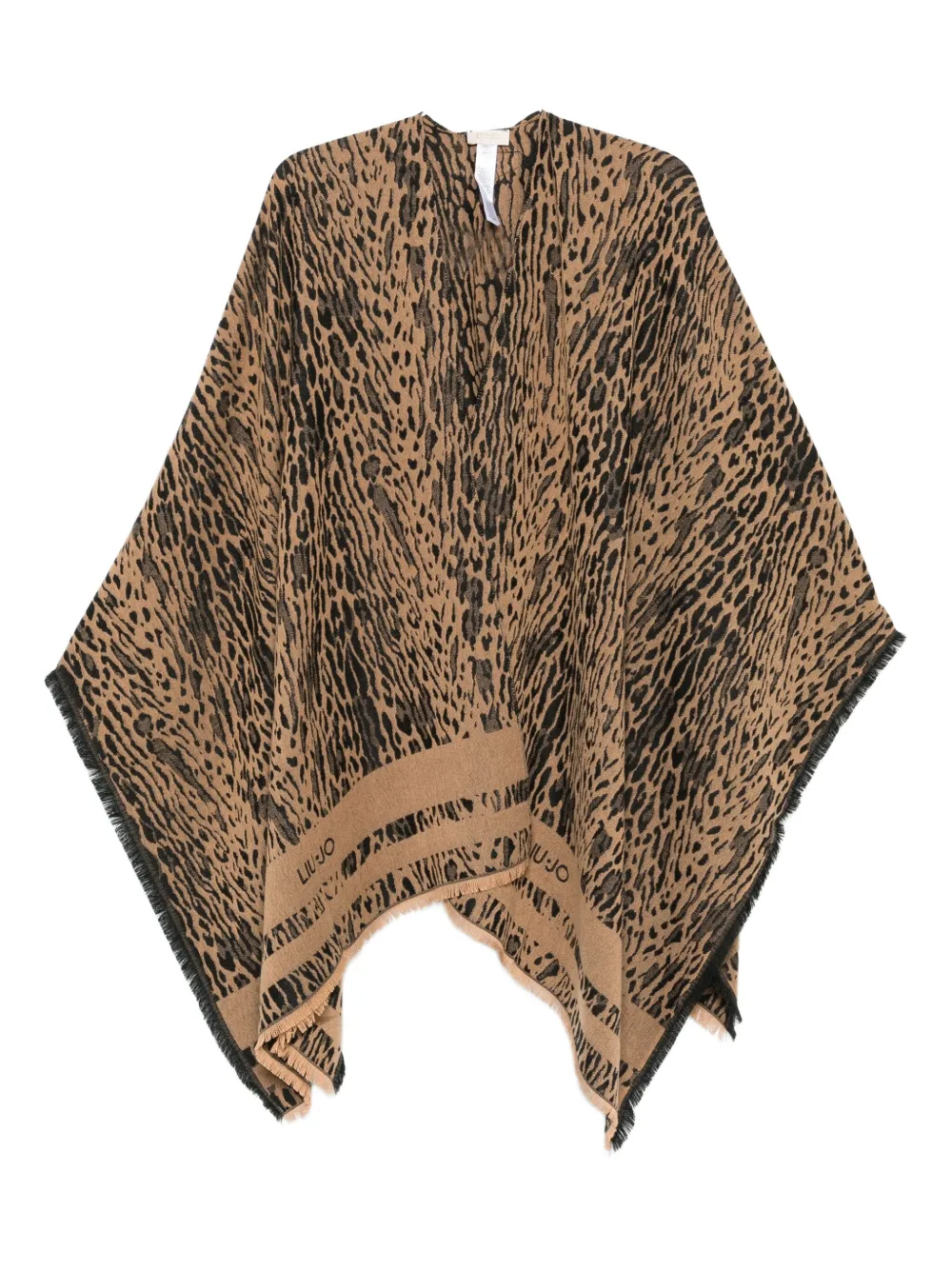 LIU JO leopard-print fringed poncho | Neutrals | Image 1