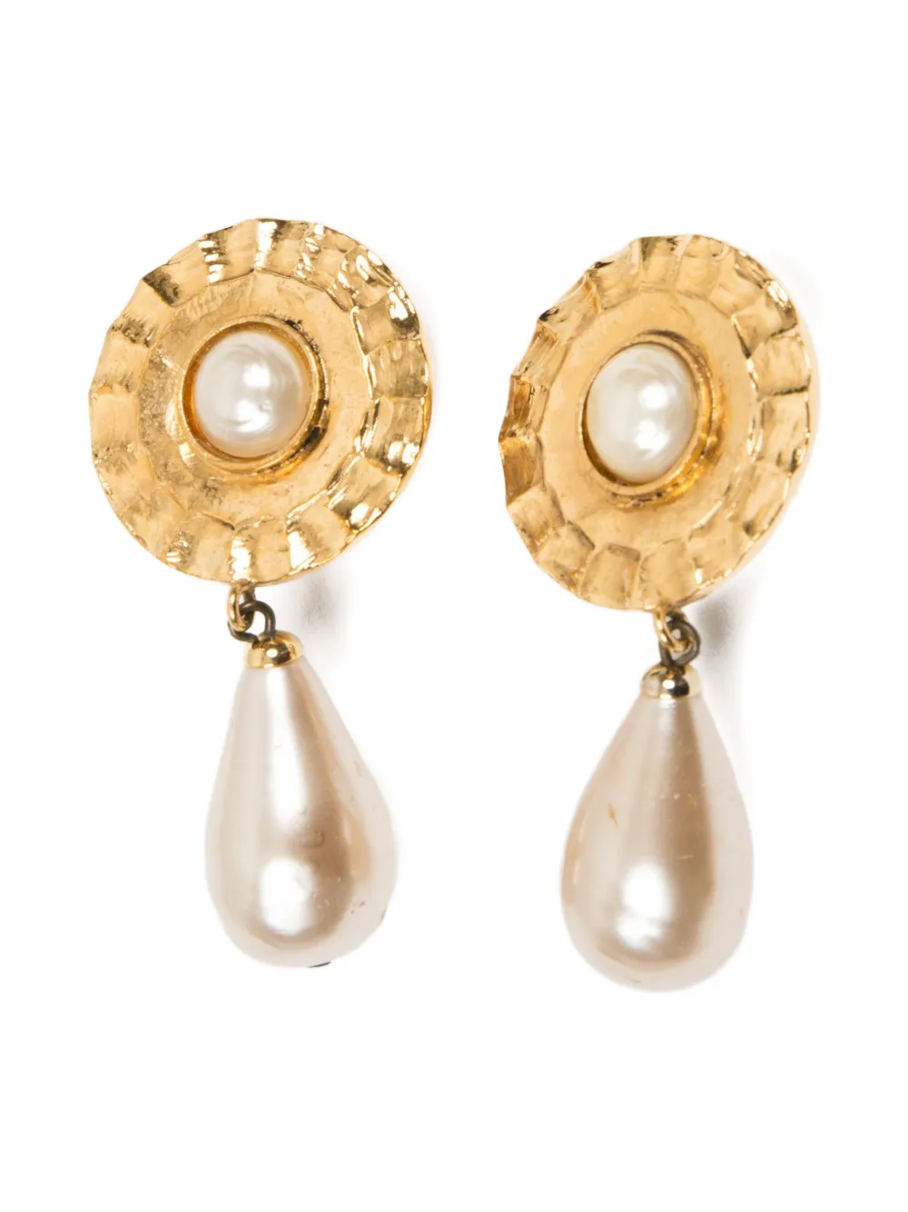 CHANEL Pre-Owned 1980s faux-pearls pendant earrings - Oro