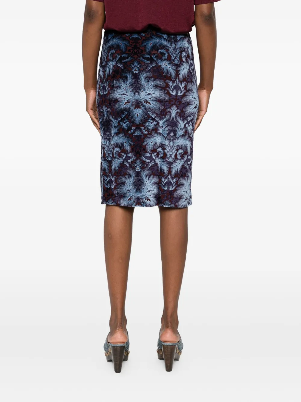 ETRO Fluwelen rok met damask-patroon Blauw