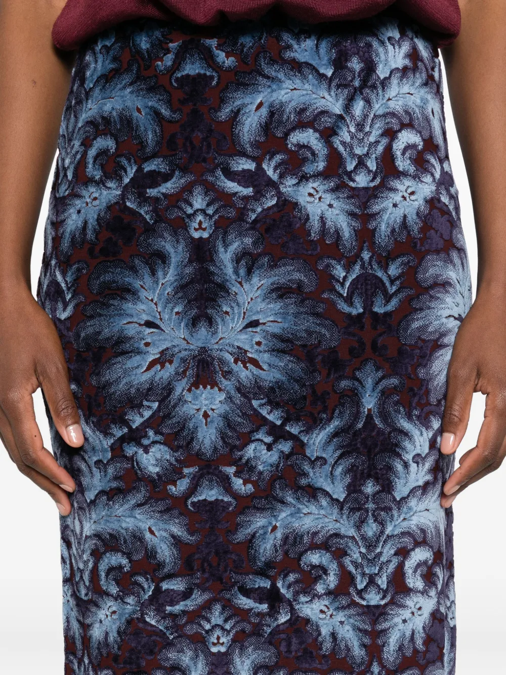 ETRO Fluwelen rok met damask-patroon Blauw