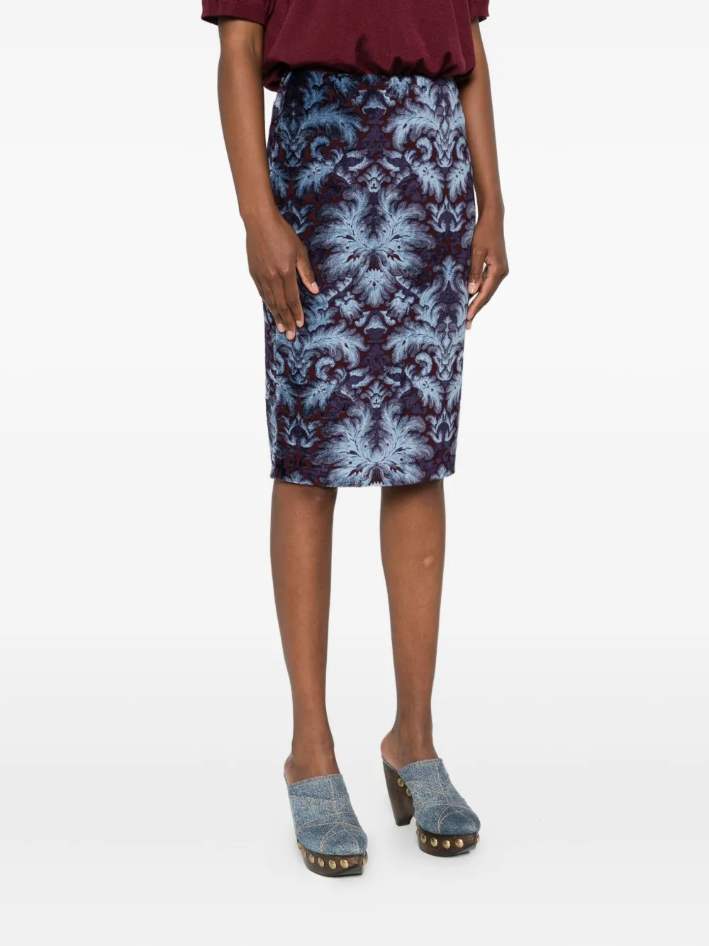 ETRO Fluwelen rok met damask-patroon Blauw
