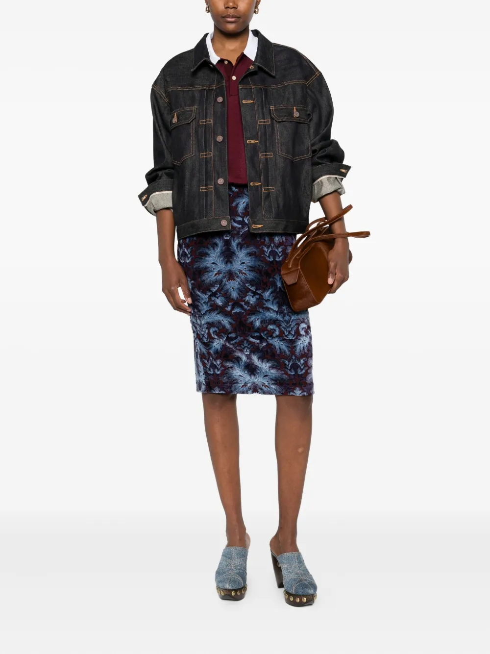 ETRO Fluwelen rok met damask-patroon Blauw