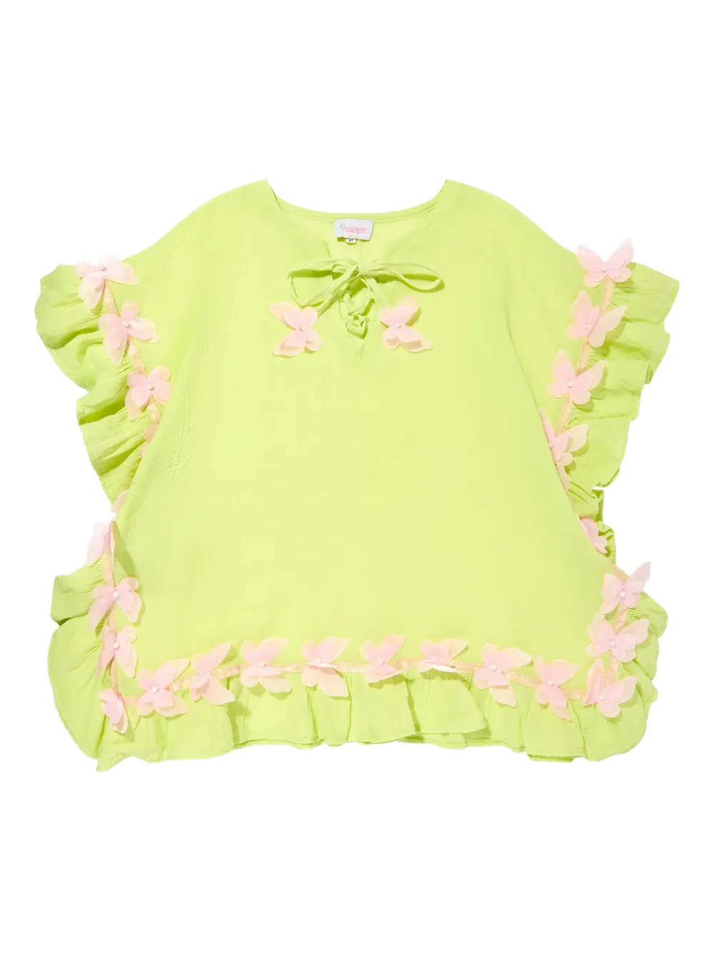 SELINIACTION KIDS butterfly-embellished ruffled casual dress Groen