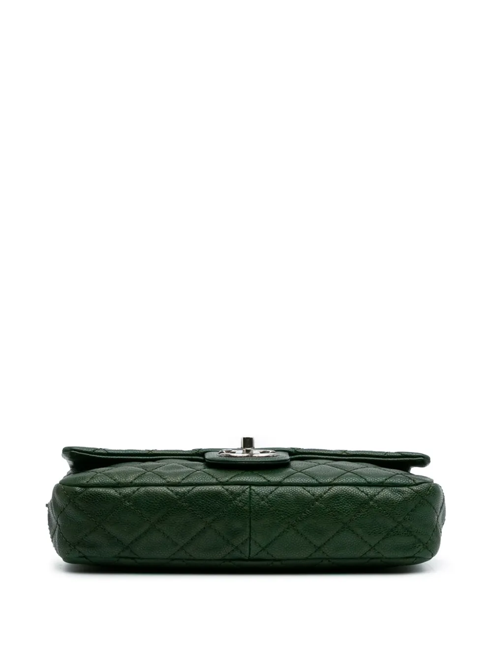 Pre-owned Chanel 2012 Medium Quilted Iridescent Caviar Easy Flap Shoulder Bag In Green