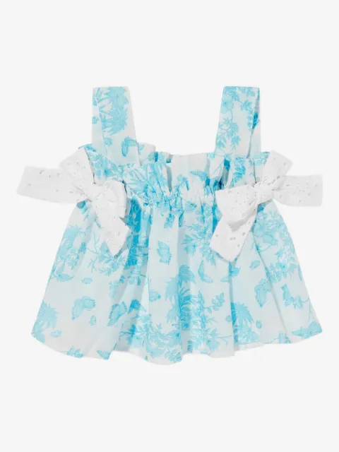 SELINIACTION KIDS floral-print embroidered top
