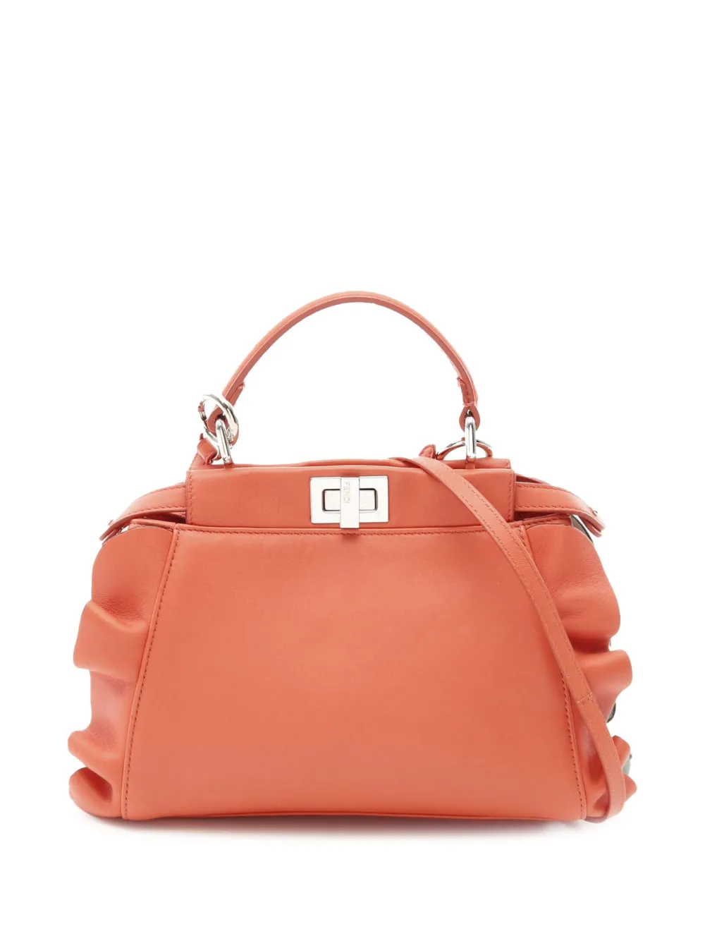 Fendi Pre-Owned 2009-2024 Mini Bicolor Nappa Waves Peekaboo Iconic satchel | Orange | Image 1