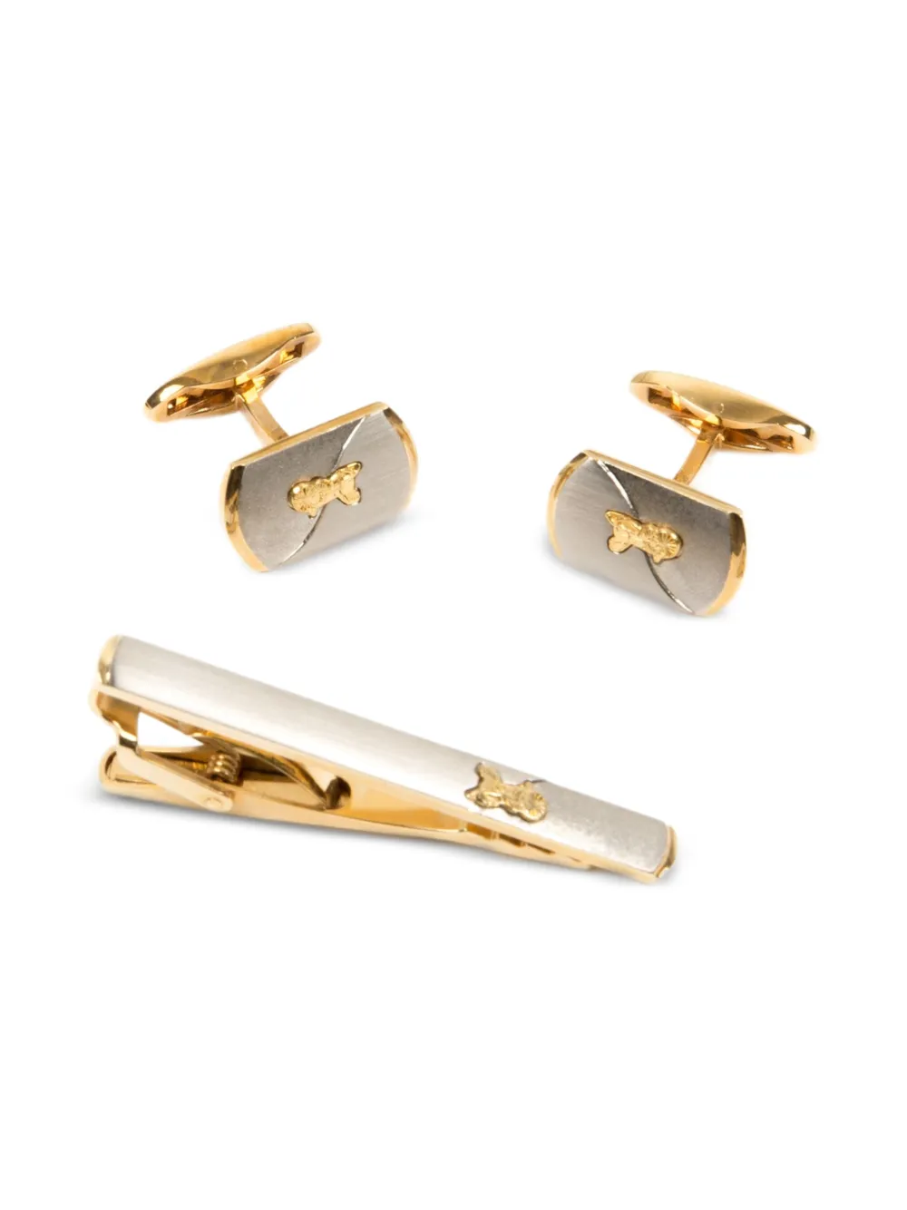 Céline Pre-Owned 1990s embossed cufflinks set | Gold | Image 1