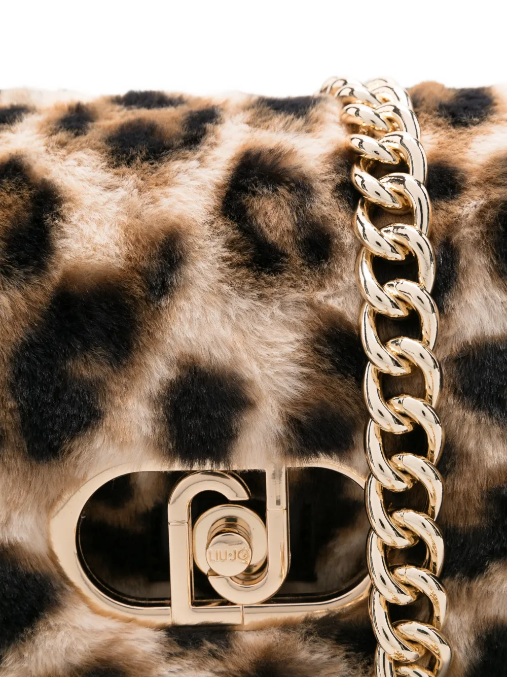 LIU JO Tas met luipaardprint en kettinghengsel Beige