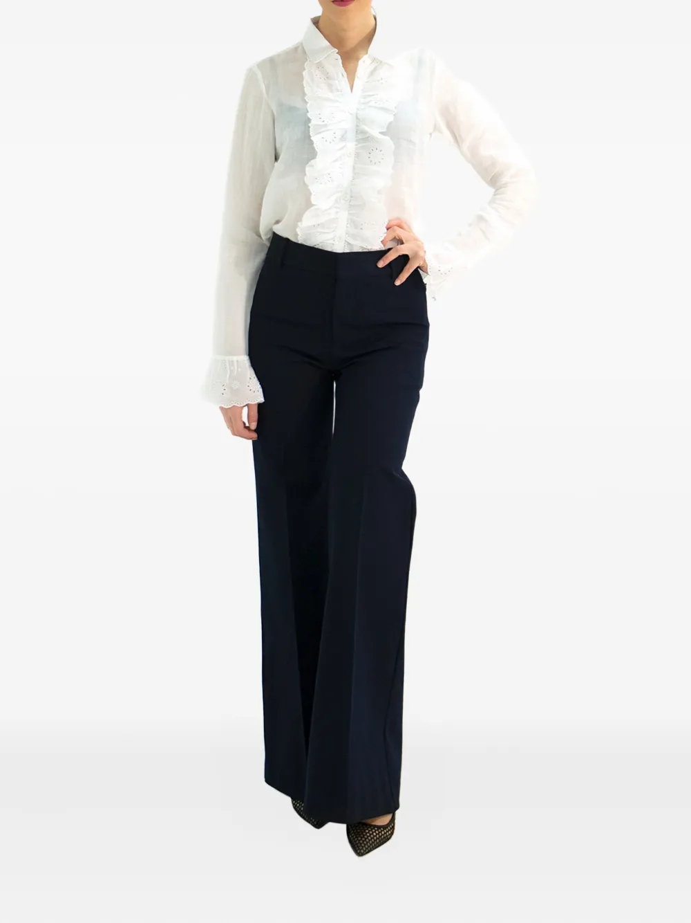 FRAME Blouse met ruches Wit
