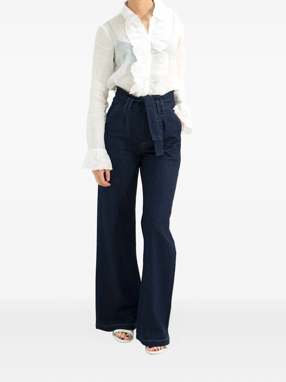 FRAME Blouse met ruches Wit