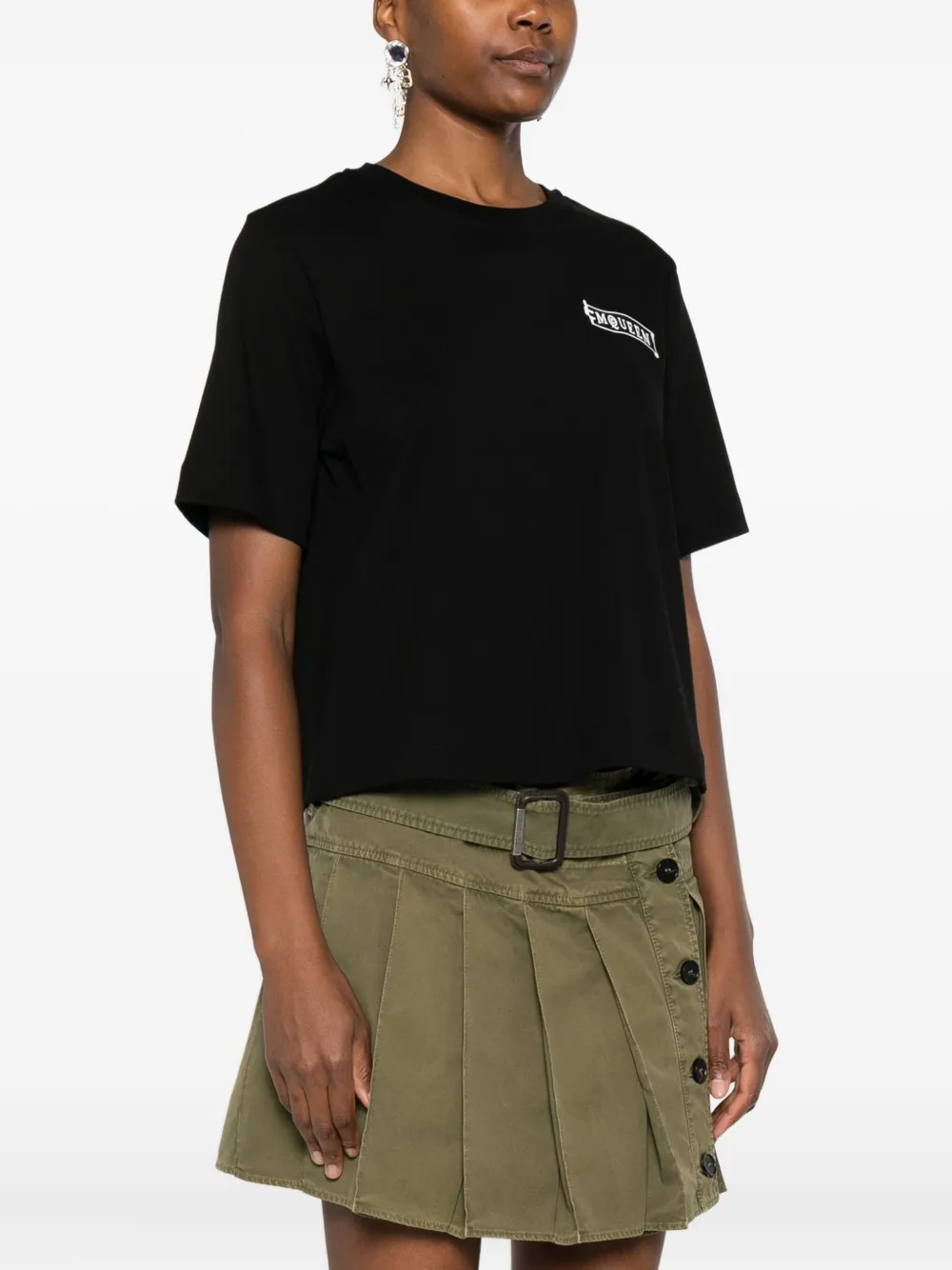 Alexander Mcqueen Logo-embroidered Short-sleeve T-shirt In Black