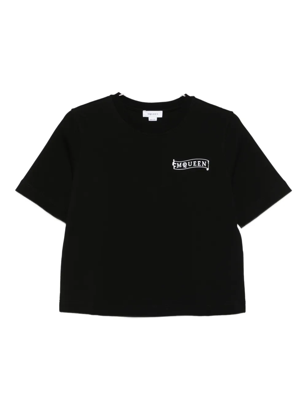 Alexander Mcqueen Logo-embroidered Short-sleeve T-shirt In Black