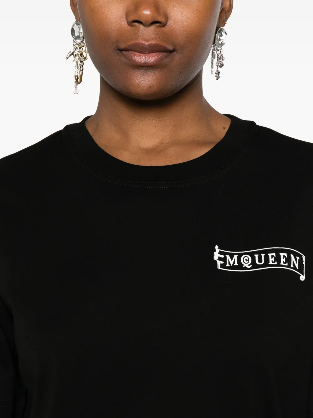 Alexander Mcqueen Logo-embroidered Short-sleeve T-shirt In Black
