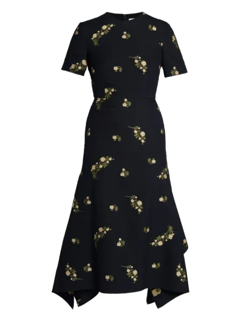 ERDEM floral-embroidery midi dress