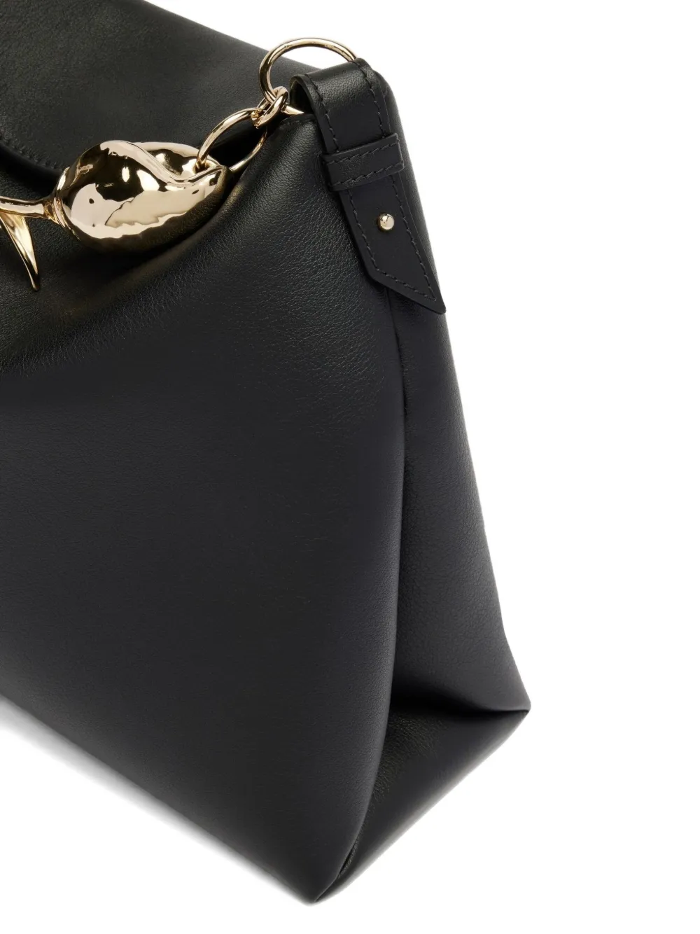 ERDEM Midi Bloom leren shopper met handvat Zwart